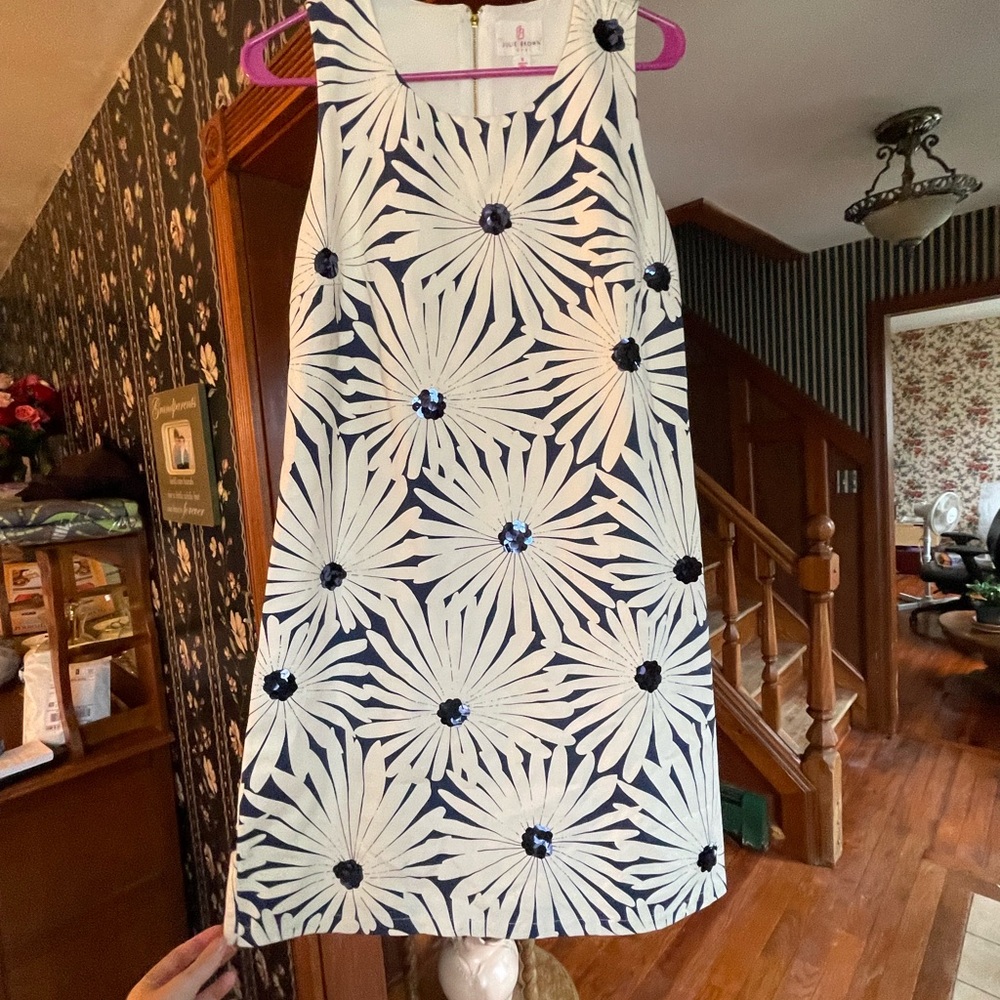 JB by Julie Brown Navy and White Patterned Dress